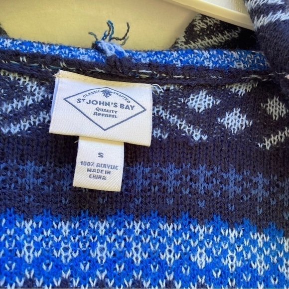 St John’s Bay Blue Patterned Cardigan with Hood, Size Small - Picture 4 of 8